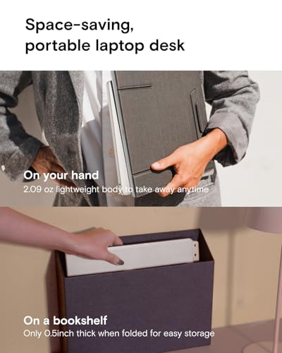 MOFT Folding Laptop Stand Lap Desk, Portable & Mini Computer Stand Laptop Desk for Travel and Home Office, Ergonomic Design with Adjustable Viewing Angles, Lightweight Computer Cooling Riser, Gray