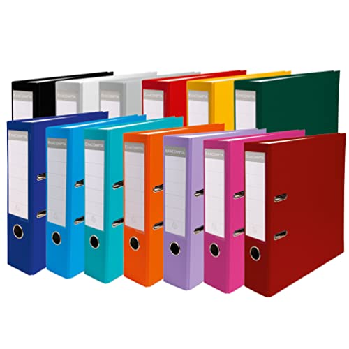 Exacompta - Ref 918400B - PP Lever Arch File - 320 x 290mm in Size, Suitable for Storing A4 Documents, 75mm Spine, Reinforced Finger Pull - Assorted Colours (Pack of 20)
