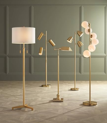 Possini Euro Design Encino 60" Tall Antique Brass Modern Tripod Floor Lamp