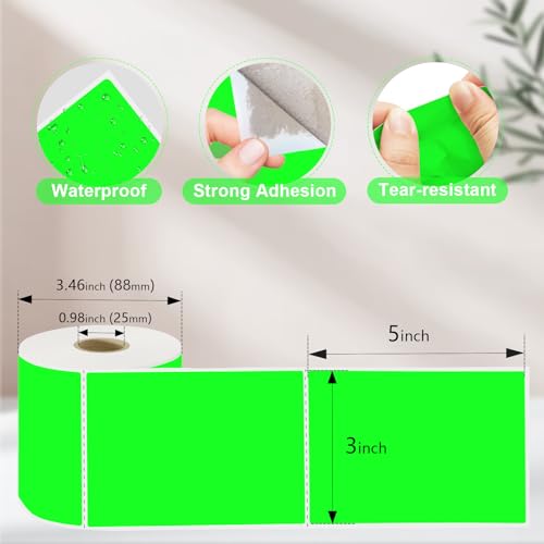 YOULAISHI 1200PCS/4 Roll 3 X 5 Inch Printable Rectangle Color Coding Labels, Adhesive Color Coding Stickers for Bar-Codes, Address, Small Business Labeling, Inventory (Multiple Colors)