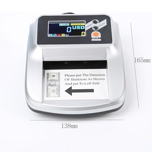 ERICAT Counterfeit Money Detector, Money Counter Machine with LED Display Screen, Smart Reminder and and 1s Accurate Detection, Automatic 4-Way Direction USD & Euro Value Counting, for Restaurants