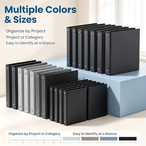 1 Inch Binders 3 Ring 10 Pack Bulk, PVC-Free Clear View 1" Binders