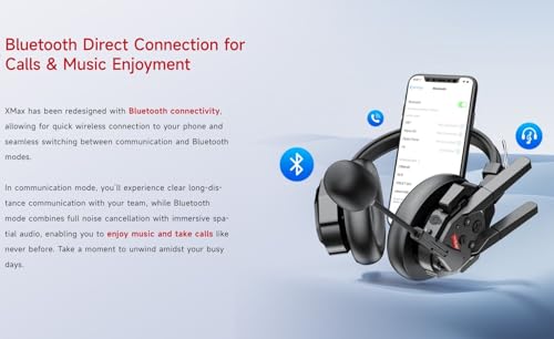 SYNCO XTALK XMax2 Wireless Intercom Headset System 2.4GHz 1640 feet 500 Meters Dual-Ear Team Communication Headset for Live Show Stage Performance Movie Shoot