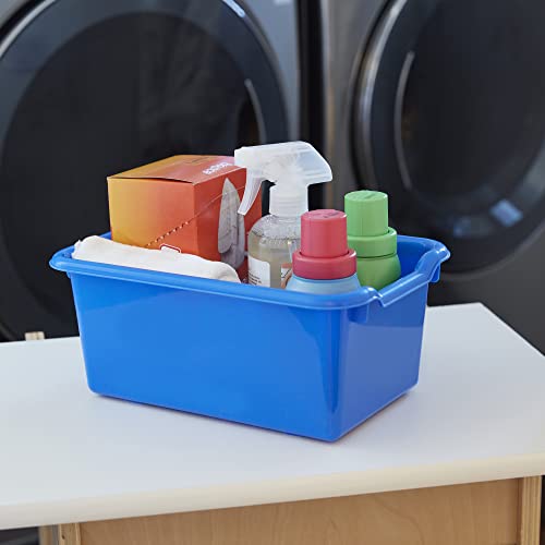 ECR4Kids Scoop Front Storage Bin, Multipurpose Organization, Blue, 15-Piece