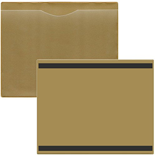StoreSMART - File Jacket with Magnetic Back - 15-Pack - Gold Plastic Back, Clear Plastic Front - Heavy Duty - FJ85PQGOLDM-15