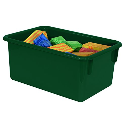 Wood Designs Cubby Storage Bin, Heavy Duty Plastic Containers for Kids Green Cubby Tray Set of 10
