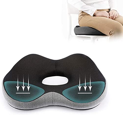 GIENEX Seat Cushion Pillow for Office Chair - 100% Memory Foam Firm Coccyx Pad - Sciatica, Lower Back Pain Relief - Contoured Posture Corrector for Car, Wheelchair, Computer and Desk Chair
