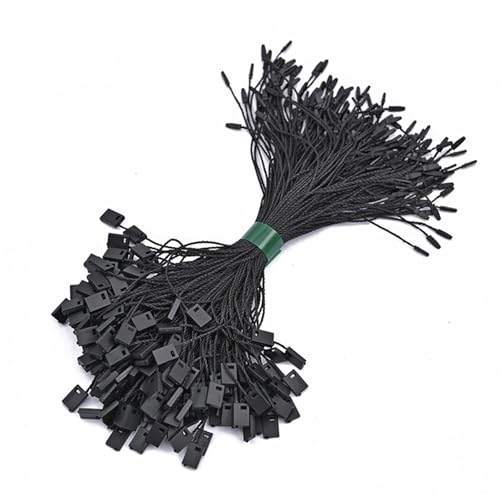 Hang Tag String 3000 PCS Plastic Tag 20cm Black White Hang Polyester Rope String Snap Lock Pin Loop Tie Fasteners for Garment Bag Tags Cards(Square Black)