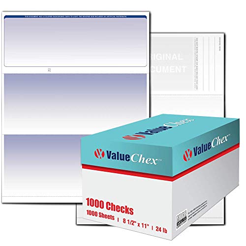 VersaCheck ValueChex - 1000 Blank Business Voucher Checks - Blue Graduated - 1000 Sheets Form #1000 - Check on Top