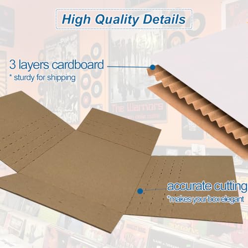 50 Pack Vinyl Record Mailer, 12.5x12.5x2" Deep Adjustable for 1-6 LPs