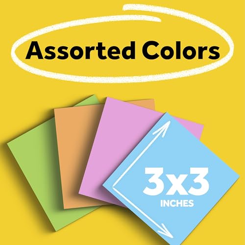 Post-it Super Sticky Notes, 3 in x 3 in (76 mm x 76 mm), Assorted Bright Colors, 28 Pads with 70 Sheets/Pad (1,960 Sheets Total), Super Sticky 2X Adhesive Sticky Notes for Walls, Windows, Calendars
