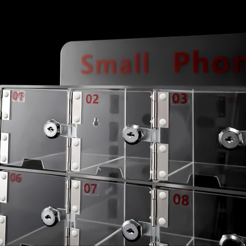 Undercat 20-Slot Cell Phone Lockers Box Clear Cell Phone Storage Box with Door Locks and Keys Phone Pocket Chart Storage Box Acrylic Cell Phones Storage Cabinet for Office Classroom Employees