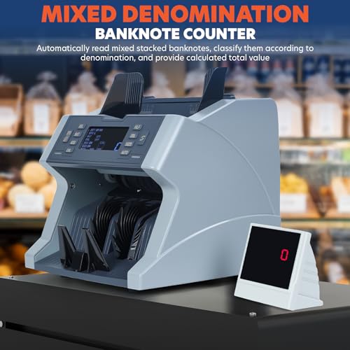 Usofrint Money Counter Machine, High-Speed Cash Counter Machine with UV/MG/IR Detection, 900/1200/1500 Bills/Min Counterfeit Bill Detector, for USD/CAD/MXN/GBP/EUR, LCD Display for Bank/Retail/Office