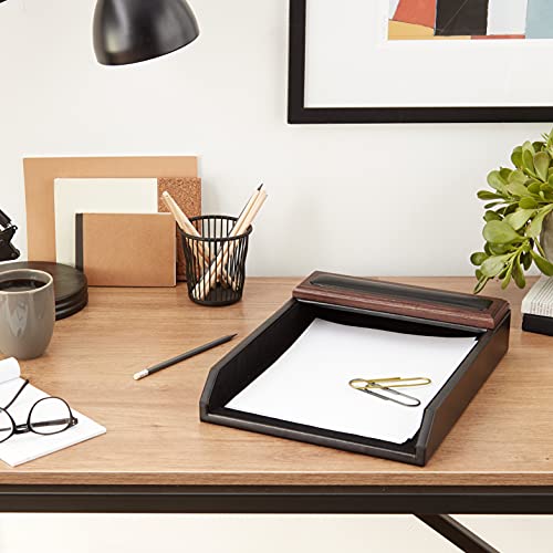 DACASSO Leather Desktop Letter Tray - Luxury Letter Holder & Paper Organizer for Desk - Office Organization & Executive Desk Decor - (Black)