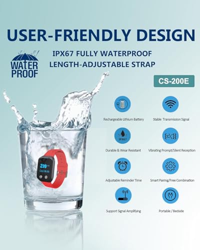 WNKRUN Waterproof Wrist Watch Rechargeable Caregiver Pager Waiter Pager