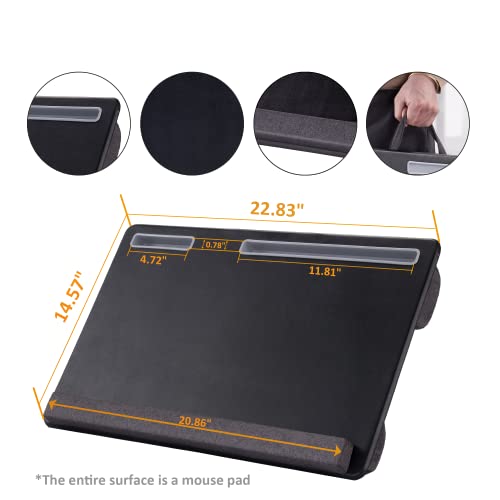 Extra Large Lap Laptop Desk - Full PU Material Mouse Pad Gaming Tray - Portable LapDesk with Phone Holder & Wrist Rest for Notebook, MacBook, Tablet, Bed, Sofa(Black, Fit Up 17.3-in Laptops)