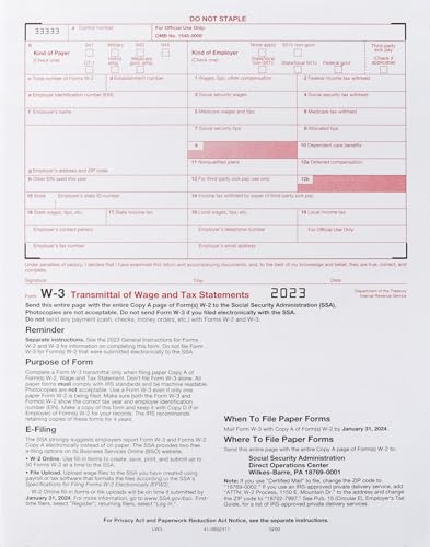 W-2C Tax Forms 4-Part Set, Corrected Wage and Tax Statement, 25 Pack
