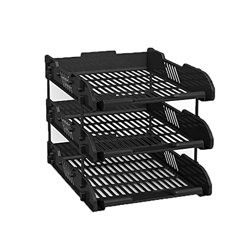 BDPP Storage File Rack File Holder Plastic Large Capacity File Rack Three-Story Office File Sorter Suitable for Office,Home,School and Dormitory School Home Office Folder (Color : A)
