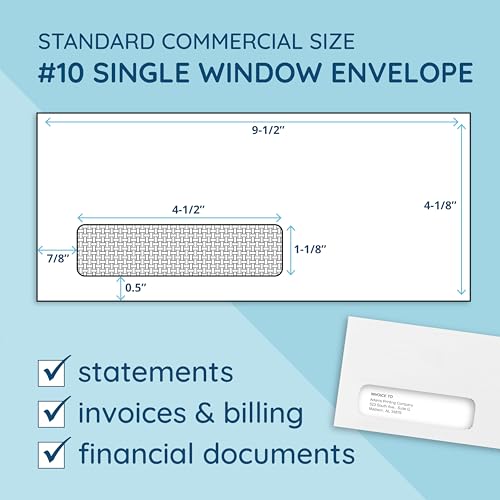 Blue Summit Supplies 500#10 Left Window Security Envelopes, Self Seal