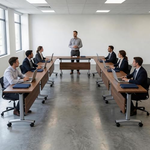 Velmorix Folding Training Table with Locking Wheels, Heavy-Duty Flip-Top Rolling Conference Desk - Commercial Grade Mobile Seminar Table for Office, Classroom & Meeting Room,47in,1pack