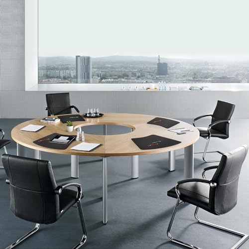 Dacasso Classic Black Leather 17" x 14" Luxury Conference Table Pad for Round Table - Leather Desk Blotter for Writing - Boardroom Organization & Executive Desk Decor