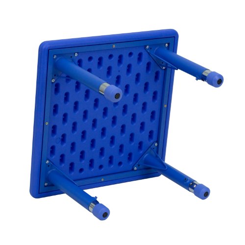 BizChair 24" Square Blue Plastic Height Adjustable Activity Table