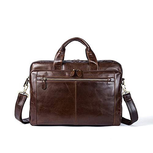 WSNHFUD Business Briefcase, Leather Briefcases Messenger Bag Vintage Laptop Attache Case Shoulder for Travel