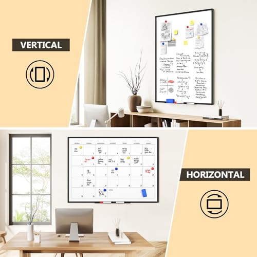 Magnetic Dry Erase Whiteboard, Large Wall Mounted 46 x 33 Inch White Board