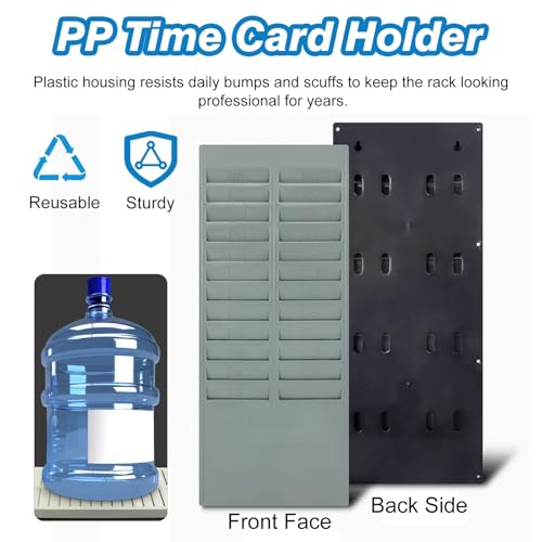 RENLXFI Gray Time Card Rack Holder, Commercial Categoryh Card Organizer for Office Factory, Standing Shop Service Repair Order Wall Racks(5 Pack,50 Slots - 69cm H)