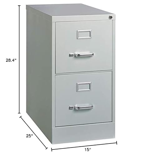 Lorell 2-Drawer Vertical File with Lock, 15 by 25 by 28-3/8-Inch, Light Gray