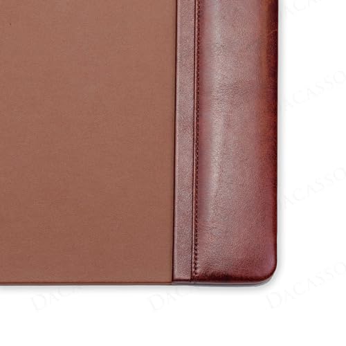 Dacasso 34" x 20" Mocha Leather Desk Pad with Side Rails - Executive Desk Surface Protector - Luxury Leather Blotter for Writing