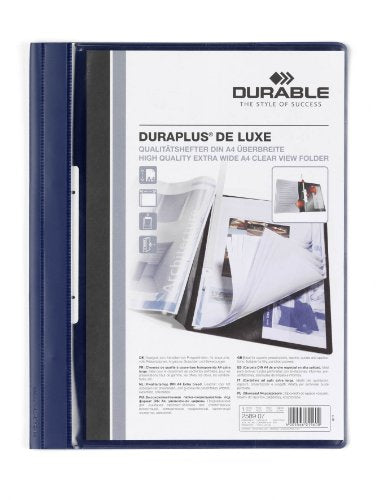 Durable Duraplus De Luxe 258907 Clear View Presentation Folder A4 - Dark Blue (Pack of 25)