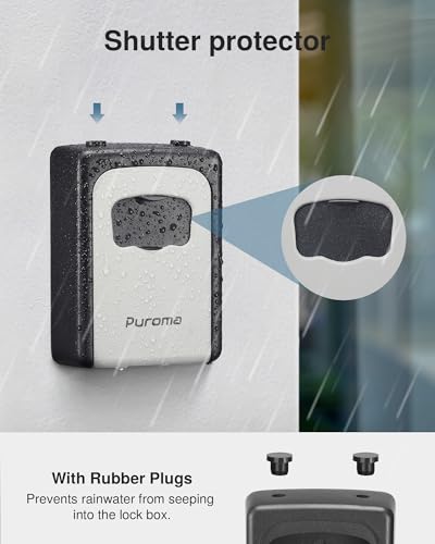 Puroma Key Lock Box Large with Code Lockbox Outdoor Wall Mount Safe 2 Gray
