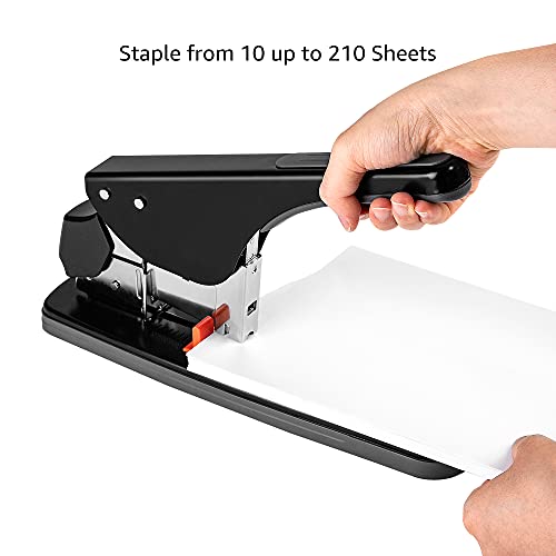Amazon Basics Effortless Heavy-Duty Stapler, 210 Sheets High Capacity, Large Office Stapler with 1000 Staples, Black