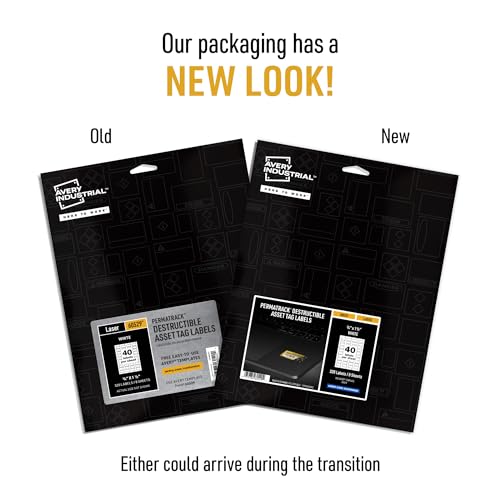 Avery White Asset Tag Labels, 3/4" x 1-1/2", Destructible Laser Printable Tags, 320 Waterproof Labels (60529)