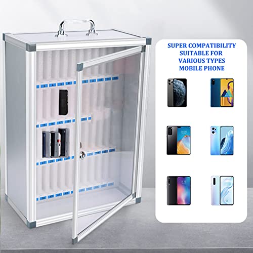 EliteBloom Slot Box,Storage Box,Office Storage,Lock Box Phone,Key Lock,Phones Holder Storage Box,Wall-Mounted,Silver-48Slots