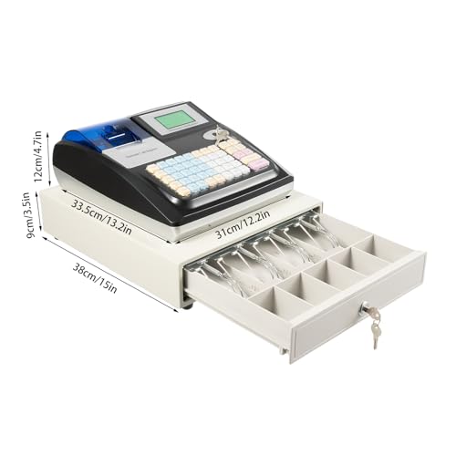 Qgnaewnoyj 48-Key Electronic Cash Register with Drawer & UV (Black)