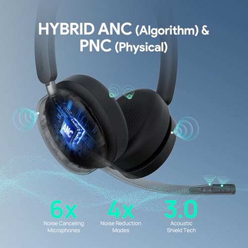 Yealink WH68 Wireless Headsets with 6 Mics for Work Active Noise Cancelling