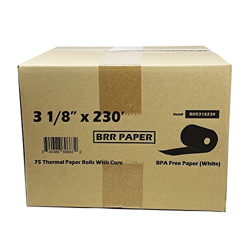 (75 Rolls – 55 GSM) 3 1/8 x 230 Thermal Paper Receipt Rolls fits all POS Cash Register Printers Star Micronics SCP700 TSP100 TSP300 TSP400 TSP500 TSP600 TSP 700 TSP2000 CT S300 from BuyRegisterRolls