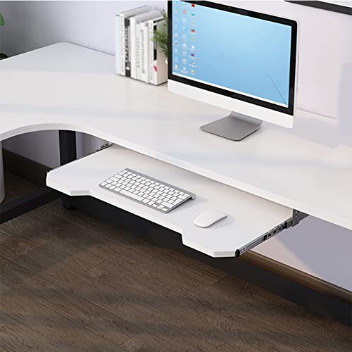 Computer Desk Keyboard Tray Shelf - Under Desk Sliding, Wooden Desk Extender Tray 54/60/70 Cm, With Slide, Pull Out Keyboard Platforms Keyboard Drawer Height Adjustable.C-white-60*30 cm(24*12 Inch)