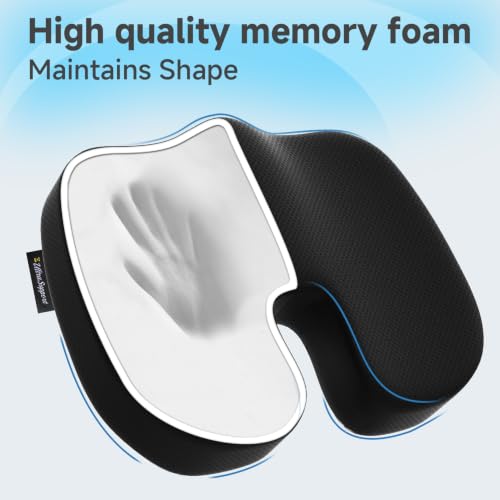 assountgh Seat Cushion &Office Chair Cushion,Lumbar Support Pillow for Office Chair,Ergonomic Memory Foam Non-Slip Office Chair Cushion,Back Support Cushions for Tailbone&Sciatica Pain Relief Black