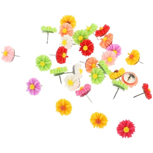 Push Pins 60 Pcs Daisy Thumbtip Push Pins for Wall Desk Tacks Decorative Office Delicate Pushpins Map Supplies Daily Use Whiteboard forBulletin Board, Maps, Posters