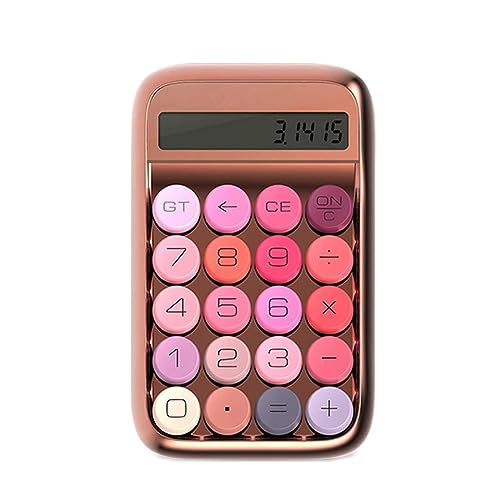 HTLNUZD Desktop Calculator 10 Digit Large LCD Display Handheld Cute Jelly Beans Mechanical Keyboard Calculator for Office, School, Home, Business (Rose Gold)