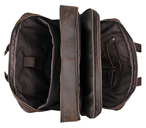 Vintage Leather Multi Pocket 17" Laptop Handbag Expandable Travel Briefcase Shoulder Messenger Bag