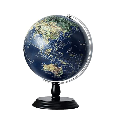 POCHY Practical Globe 9.8" World Globes Wood Base Illuminated Geographic World Globe Bilingual Educational Globe for Home Decoration Beautifully Decor