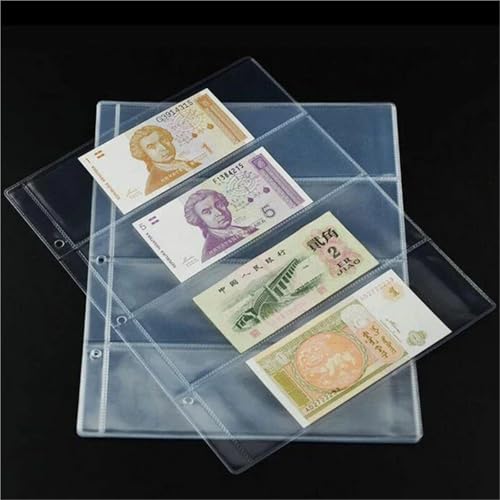 36pcs Clear Currency Sleeves for Bill Collection, PVC Banknote Protector Album Pages