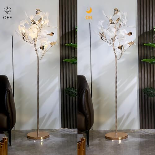 EYPKPL Indoor Floor Light Ginkgo Tree Floor Lamp Tall Leaf Shape Standing Lamp Modern Corner Reading Lamp Led Dimmable Corner Lamp