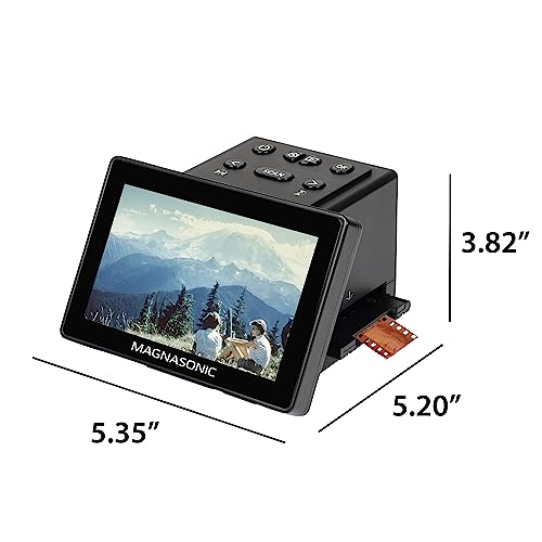Magnasonic 25MP Film Scanner with Large 5" Display & HDMI, Long Tray Slide Film Holders, Converts 35mm/126/110/Super 8 Film & 135/126/110 Slides into Digital Photos, Built-in Memory (FS70ST01)