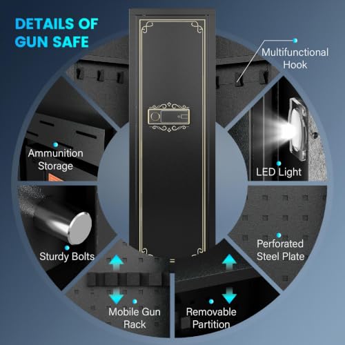 KAER Biometric Gun Safe for Rifles and Pistols Heavy Duty Gun Cabinet