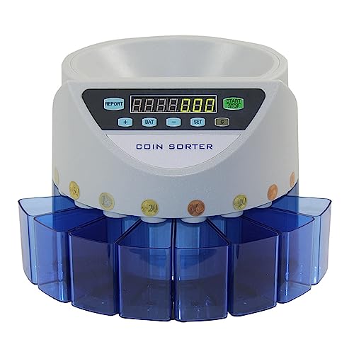 Acivirdde Electronic Coin Sorting Machine, Coin Sorting Machine, Preset Sorting Function, Counting Speed 360 Coins/Minute